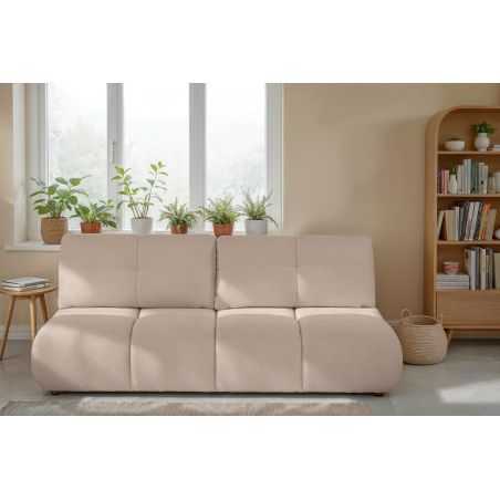 Canapé droit convertible TASCA 3 places tissu bouclette taupe