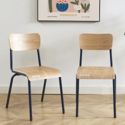 Lot de 2 chaises PANTONE bleu nuit et placage frêne