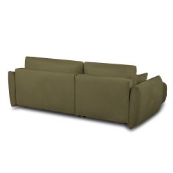 Canapé d'angle convertible et réversible COMO 4 places tissu chenille vert kaki
