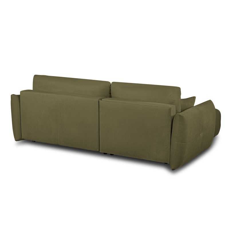 Canapé d'angle convertible et réversible COMO 4 places tissu chenille vert kaki
