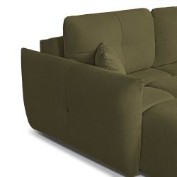 Canapé d'angle convertible et réversible COMO 4 places tissu chenille vert kaki