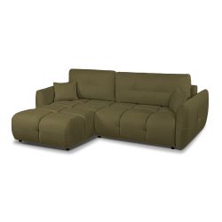 Canapé d'angle convertible et réversible COMO 4 places tissu chenille vert kaki