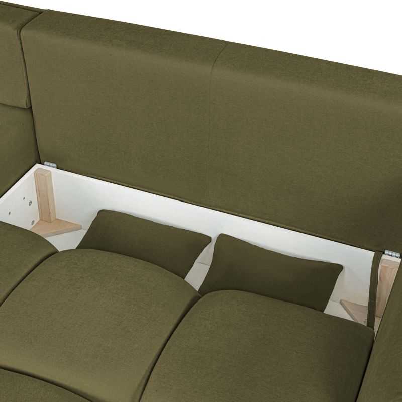 Canapé d'angle convertible et réversible COMO 4 places tissu chenille vert kaki