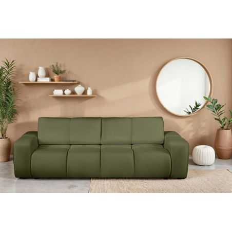 Canapé droit convertible SORELLA 3 places tissu chenille vert kaki