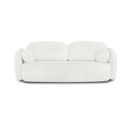 Canapé droit convertible CARLOTTA 3 places tissu chenille écru