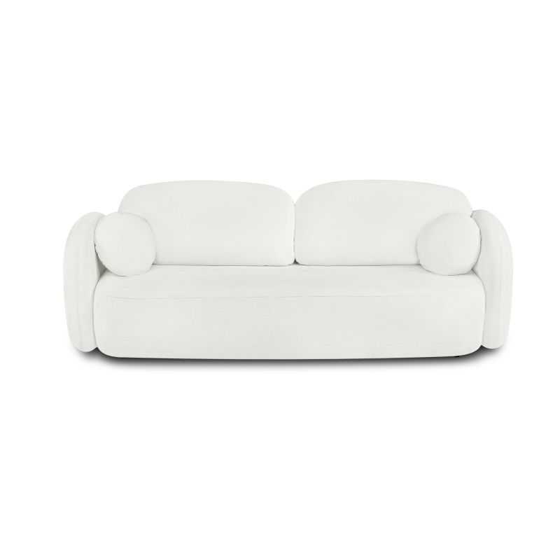 Canapé droit convertible CARLOTTA 3 places tissu chenille écru