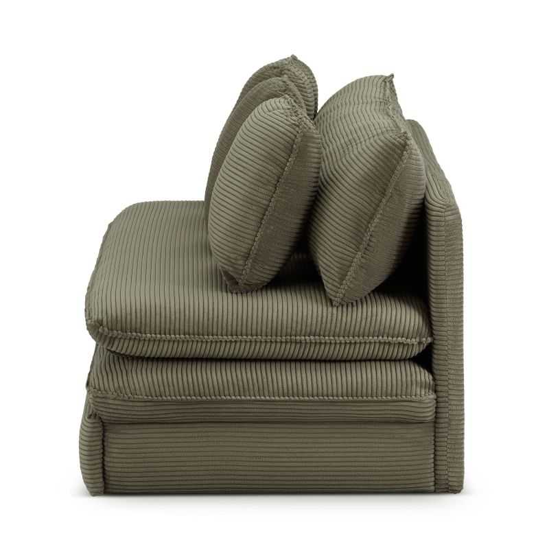 Banquette convertible NOMA 3 places velours côtelé vert