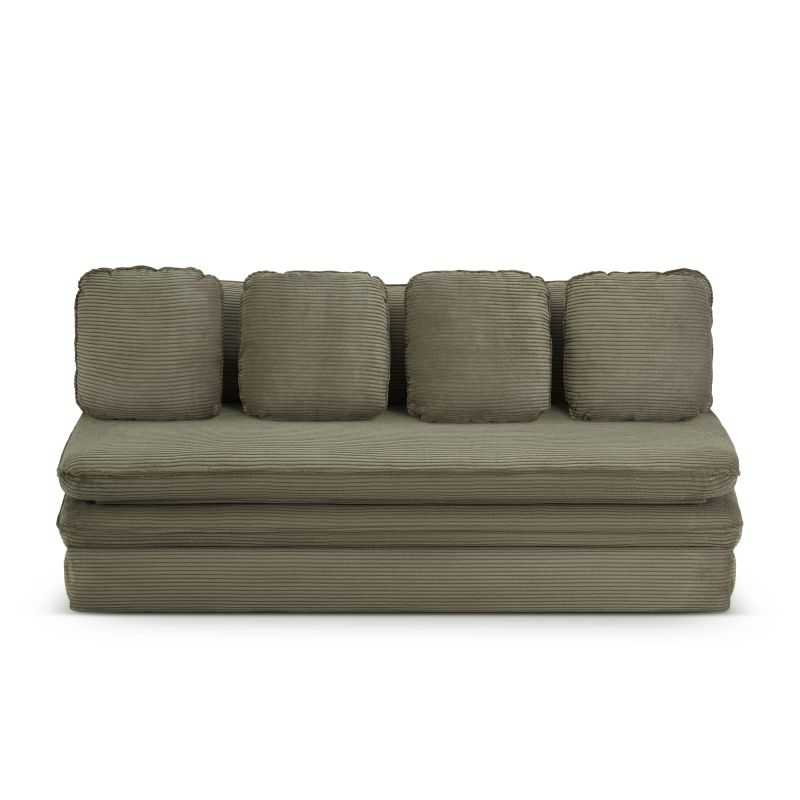 Banquette convertible NOMA 3 places velours côtelé vert