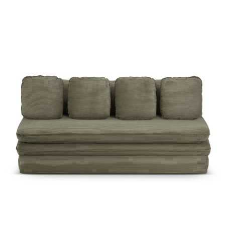Banquette convertible NOMA 3 places velours côtelé vert