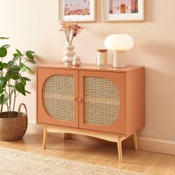 Buffet SIXTINE cannage rotin et terracotta 2 portes 90cm