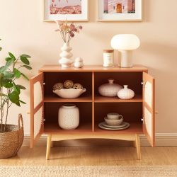 Buffet SIXTINE cannage rotin et terracotta 2 portes 90cm