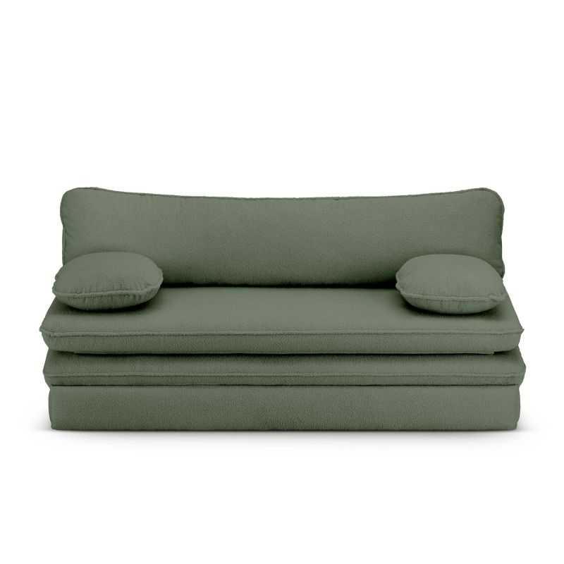 Banquette convertible NOMA 3 places tissu bouclette vert kaki