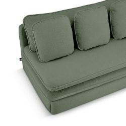 Banquette convertible NOMA 3 places tissu bouclette vert kaki