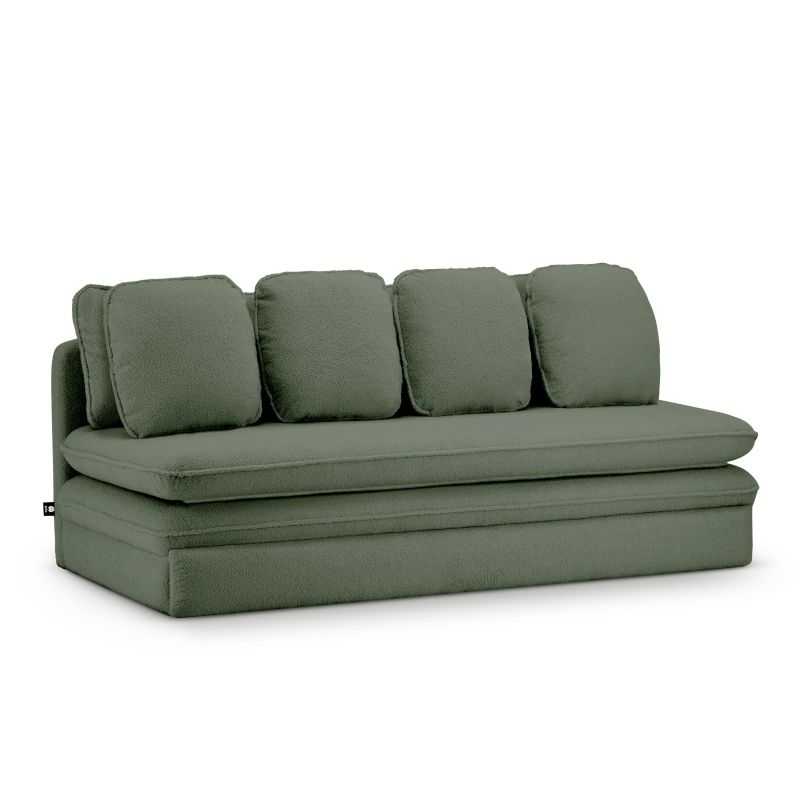 Banquette convertible NOMA 3 places tissu bouclette vert kaki