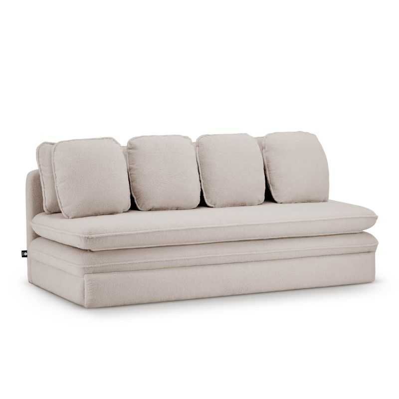 Banquette convertible NOMA 3 places tissu bouclette taupe