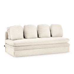Banquette convertible NOMA 3 places velours côtelé écru