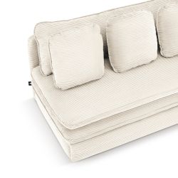 Banquette convertible NOMA 3 places velours côtelé écru