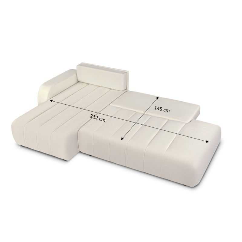 Canapé d'angle gauche convertible BELEM 4/5 places tissu chenille écru