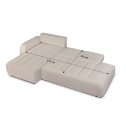 Canapé d'angle gauche convertible BELEM 4/5 places tissu chenille grège