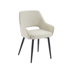 Lot de 2 fauteuils UNNI tissu beige pieds métal noir