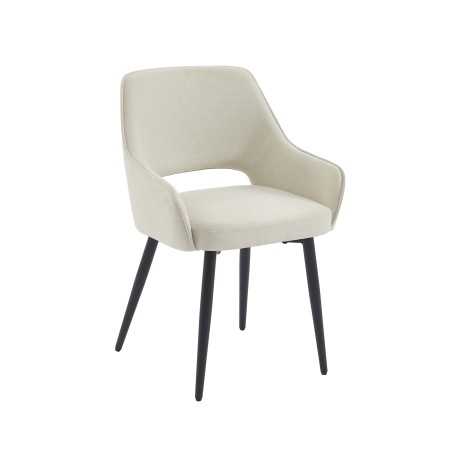 Lot de 2 fauteuils UNNI tissu beige pieds métal noir