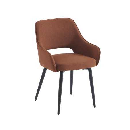 Lot de 2 fauteuils UNNI tissu terracotta pieds métal noir
