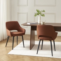 Lot de 2 fauteuils UNNI tissu terracotta pieds métal noir