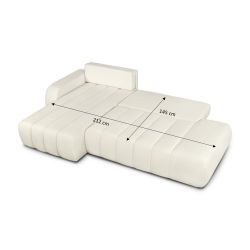 Canapé d'angle gauche convertible BELEM 4/5 places tissu bouclette écru