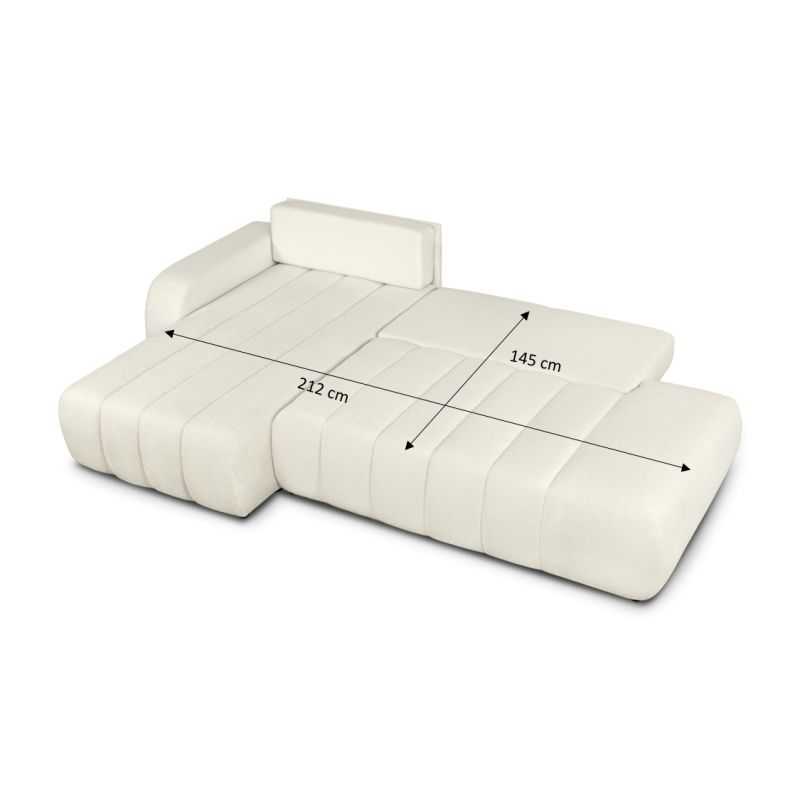 Canapé d'angle gauche convertible BELEM 4/5 places tissu bouclette écru