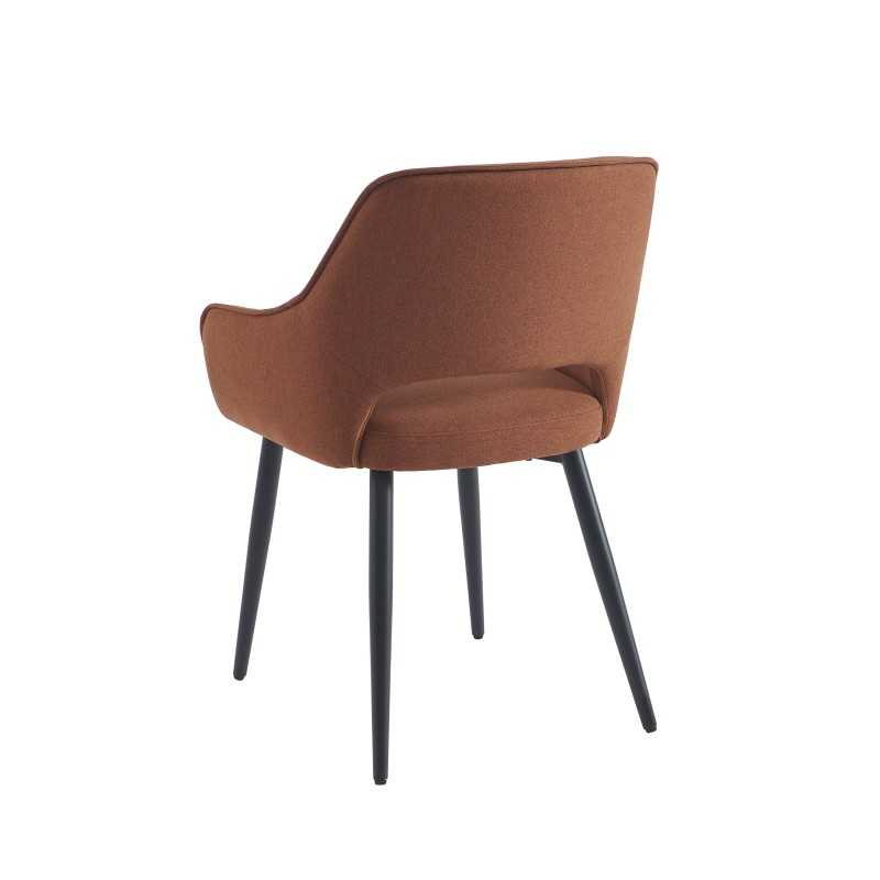 Lot de 2 fauteuils UNNI tissu terracotta pieds métal noir