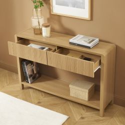 Console UTICA effet chêne 2 tiroirs 120cm
