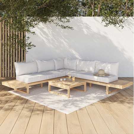 Salon de jardin MONTANA bois d'acacia coloris gris clair 5 places