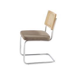 Lot de 2 chaises ELLA cannage velours côtelé grège