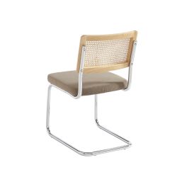 Lot de 2 chaises ELLA cannage velours côtelé grège