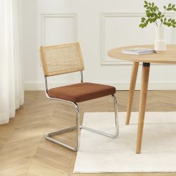 Lot de 2 chaises ELLA cannage velours côtelé terracotta