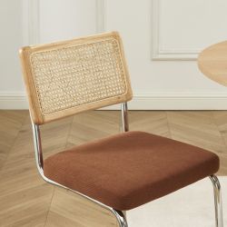 Lot de 2 chaises ELLA cannage velours côtelé terracotta