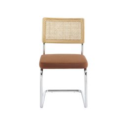 Lot de 2 chaises ELLA cannage velours côtelé terracotta