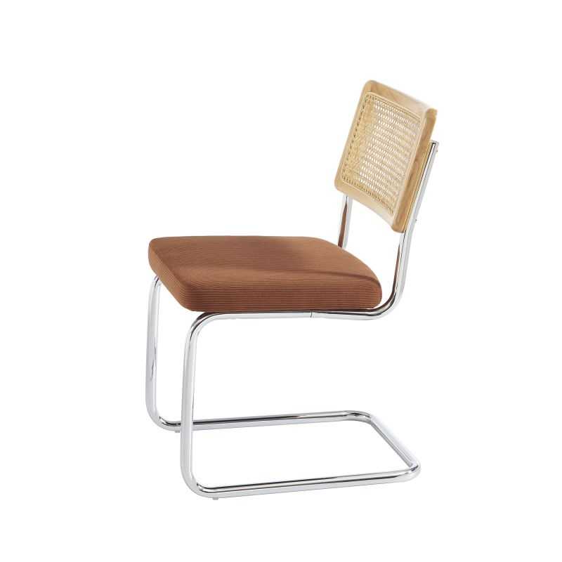 Lot de 2 chaises ELLA cannage velours côtelé terracotta