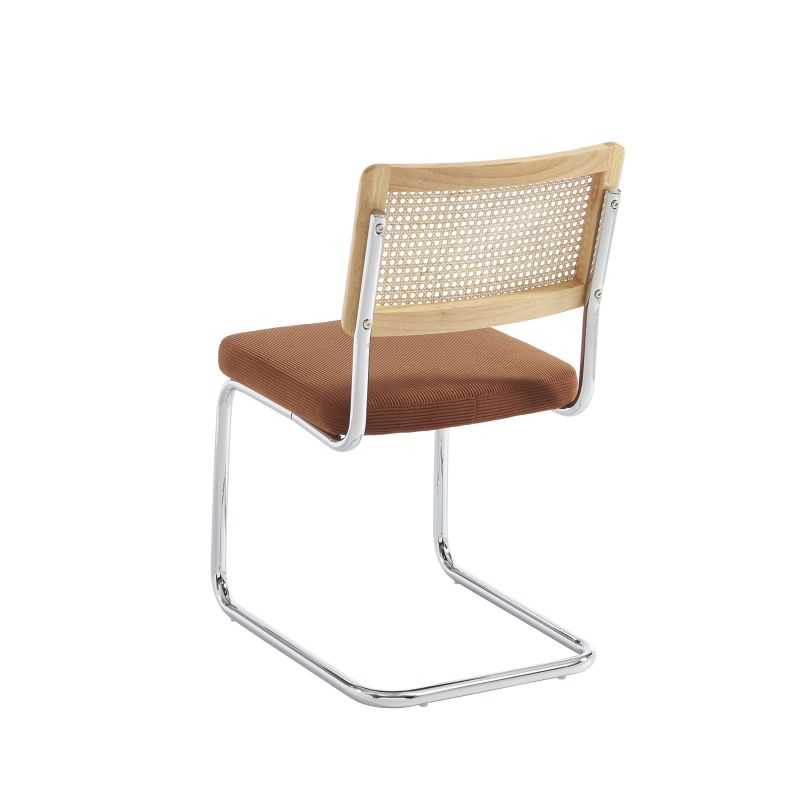 Lot de 2 chaises ELLA cannage velours côtelé terracotta