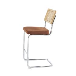 Lot de 2 Tabourets ELLA cannage velours côtelé terracotta