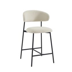 Lot de 2 tabourets GALLY tissu beige