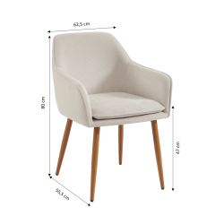 Lot de 2 fauteuils KALLItissu écru pieds métal finition bois