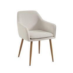 Lot de 2 fauteuils KALLItissu écru pieds métal finition bois