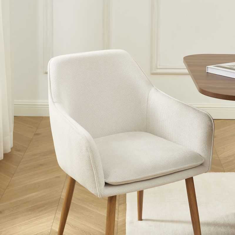 Lot de 2 fauteuils KALLItissu écru pieds métal finition bois