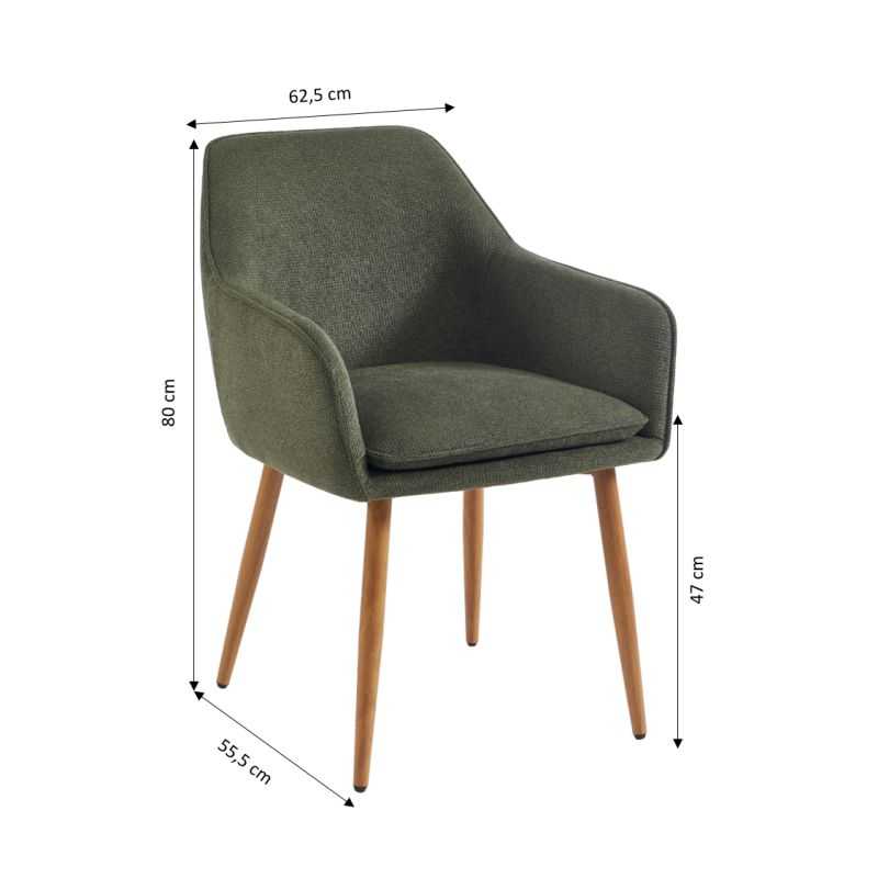 Lot de 2 fauteuils KALLI tissu vert pieds métal finition bois