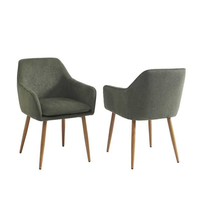 Lot de 2 fauteuils KALLI tissu vert pieds métal finition bois