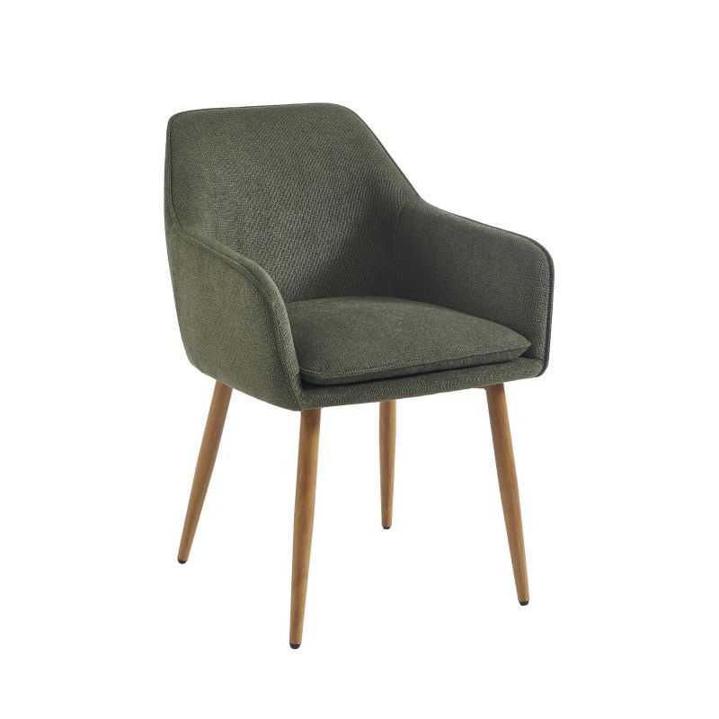 Lot de 2 fauteuils KALLI tissu vert pieds métal finition bois