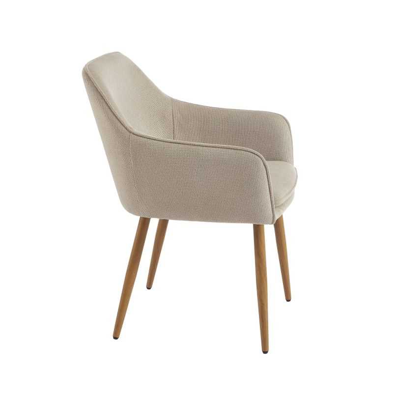 Lot de 2 fauteuils KALLI tissu grège pieds métal finition bois