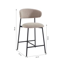 Lot de 2 tabourets GALLY tissu grège
