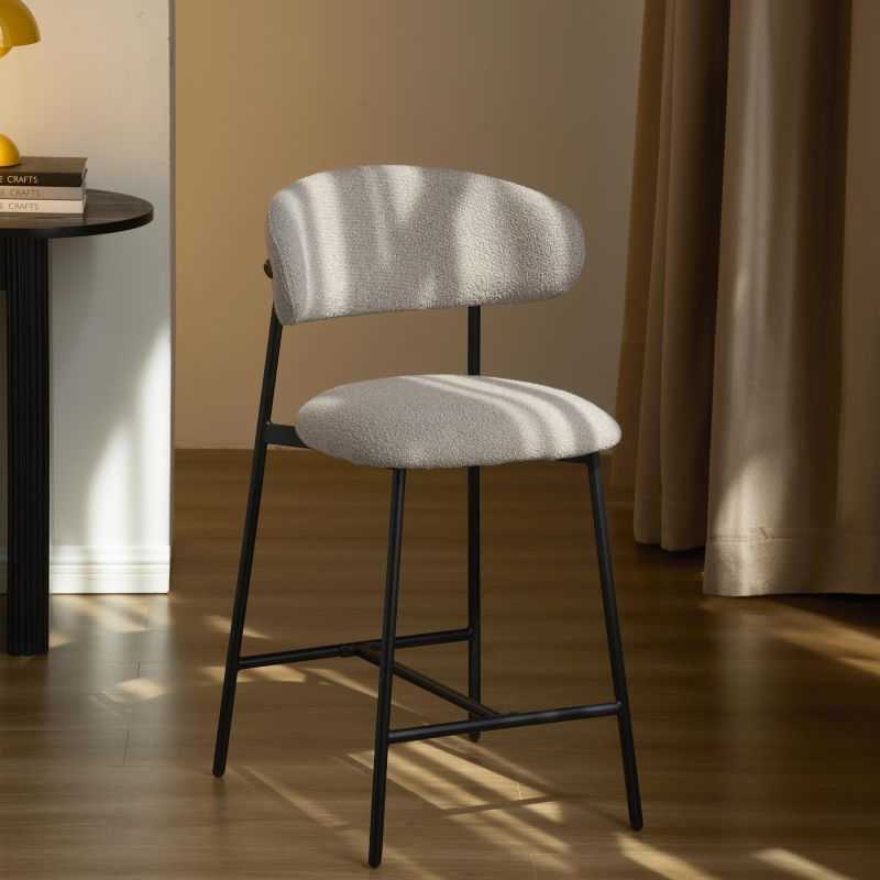 Lot de 2 tabourets GALLY tissu grège